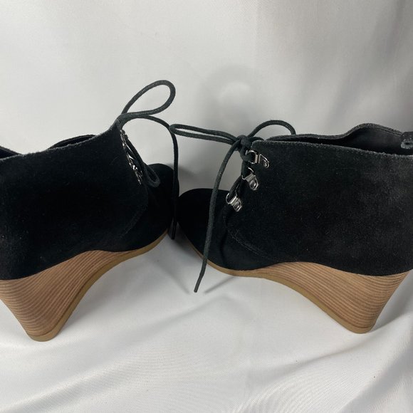 Express Women’s Platform Wedge High Heel Bootie Boots Black Gum sole Size 6 - Picture 7 of 10